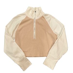 Pilcro Beige and Cream Zip Pullover